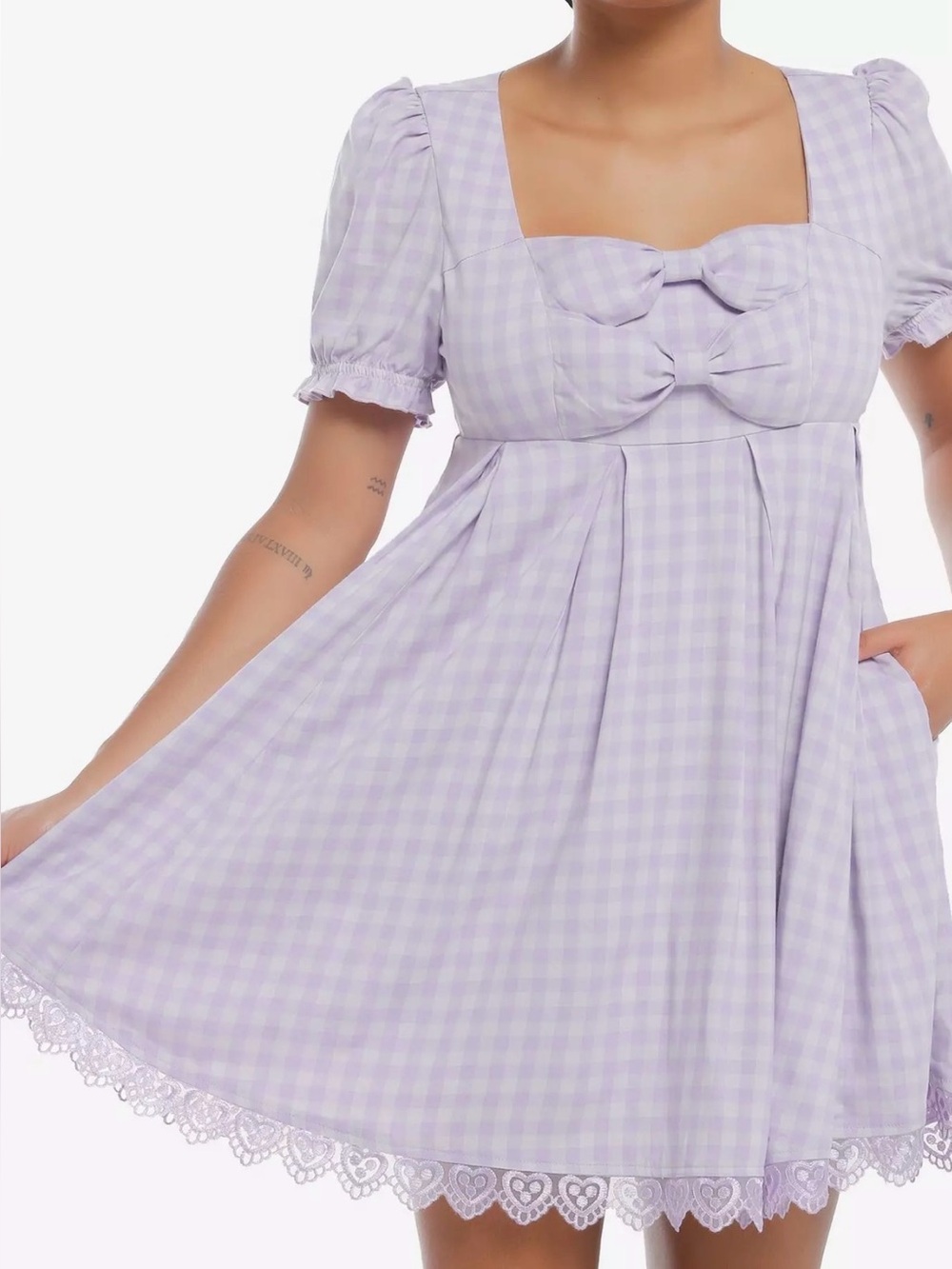 Sweet Society Lavender Gingham Bow Dress